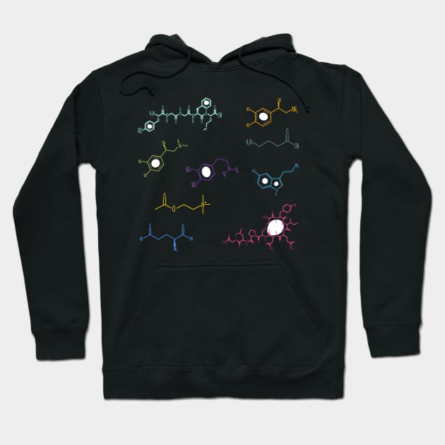 Neurotransmitters Happy Chemicals Sticker Sheet Hoodie by GrellenDraws